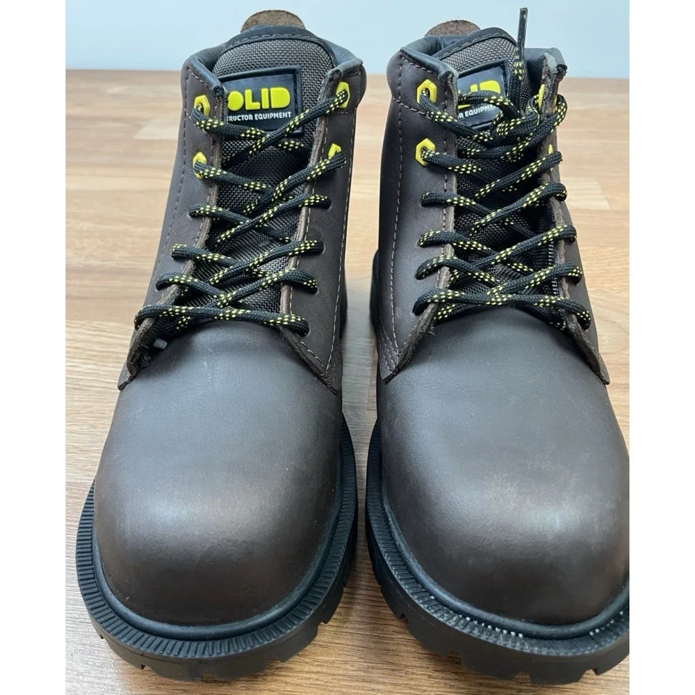 SOLID Equipment Leather Mens Dense Work Boots Size 9 Oil Resistant Anti-Slip NEW